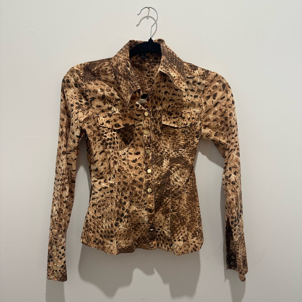 Bebe Snake Print Button Up